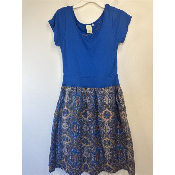 Shabby Apple Dresses & Skirts - Shabby Apple Women's Blue Silk XS  Short Sleeve Paisley Pullover Dress